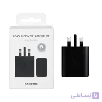 شارژر سه پین SAMSUNG 45W اصل چین T4511 ( فست و PD) مشکی (18 ماهه شرکتی) - bew کد1359606