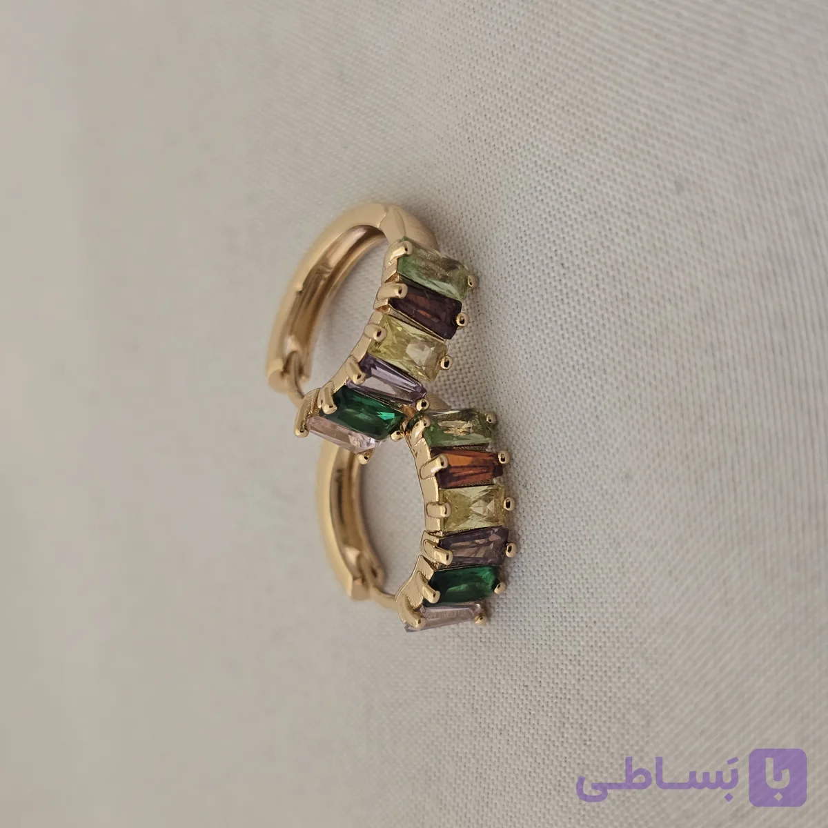 گوشواره نگین باگتی رنگی ژوپینگ