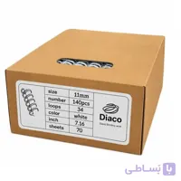 فنر صحافی فلزی دوبل سایز 11 میلی‌متری 34 لوپ روکشدار سفید بسته 140 عددی برند دیاکو قیمت برای هر عدد 5270