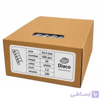فنر صحافی دوبل سایز 14.3 میلی‌متری 34 لوپ  روکشدار سفید بسته 100 عددی برند دیاکو قیمت برای هر عدد 7820