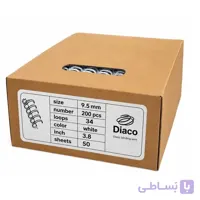 فنر صحافی فلزی دوبل سایز 9.5 میلی‌متری 34 لوپ روکشدار سفید بسته 200 عددی برند دیاکو قیمت برای هر عدد 4080