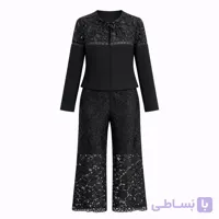 کت و شلوار زنانه ۲ پی اس گیپور مخمل مشکی سایز 36 تا 48