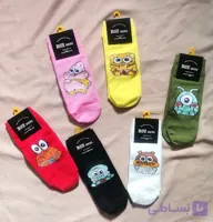 جوراب مچی کارتونی مدل باب اسفنجی و دوستان سایز 36تا41