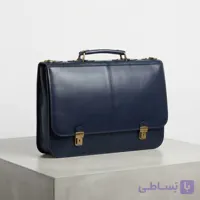 کیف اداری چرم طبیعی دو قفله سرمه‌ای کد KC-103