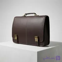 کیف اداری چرم مصنوعی دو قفله قهوه‌ای کد KC-104