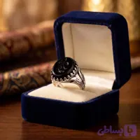 انگشتر نقره مردانه عقیق أسود مدل ذوالفقار