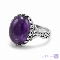 انگشتر نقره زنانه با سنگ آمیتیست مدل آسو