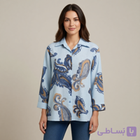 شومیز زنانه طرح دار جنس لینن ایتالیایی فری سایز مناسب (۳۶تا۴۶)