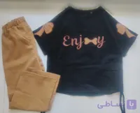 ست تیشرت و شلوار پاپیونی مشکی و محرمی سایز ۴۰-۴۵-۵۰-۵۵