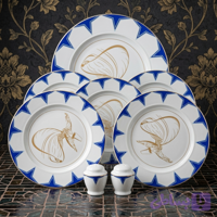 سرویس چینی میوه خوری 9 پارچه آبی