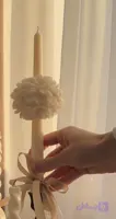 شمع دستساز مدل قلمی با تزئین گل آلاله پک ۲ عددی ، برند MER30 CANDEL مرسی کندل