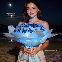 دسته گل پروانه ای آبی جدید شیک