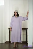 پیراهن بلند زنانه لینن یاسی | کمربند قابل تنظیم | دوخت سفارشی مزون صبا فرشباف بنام
