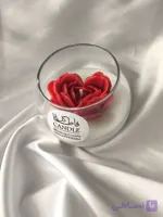 شمع شیشه ای گل قلبی