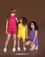 تاپ و شلوارک فانریپ آستین حلقه ای دخترانه