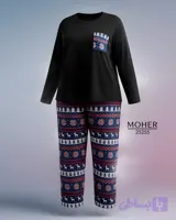 25255 - ست بلوز و شلوار راحتی طرح زمستانه