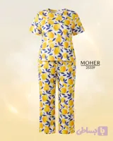25339 - ست تیشرت و شلوار راحتی سایزبزرگ زنانه طرح لیمو