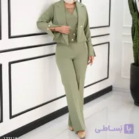 ست 3 تیکه کت کراپ و شلوار و ژیله