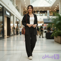 شومیز کتان بغل بنددار