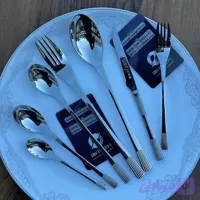 سرویس ۲۴ نفره یونیک ۱۲۰ تکه استیل ضد زنگ دسته براق