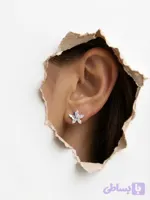 گوشواره نقره زنانه طرح گل نگین دار