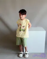 ست تیشرت و شلوارک پسرانه مدل خرس و بادکنک