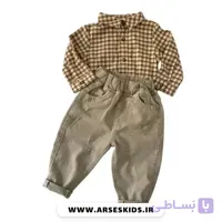 بادی نوزادی مجلسی پسرانه چهارخانه با یقه مردانه