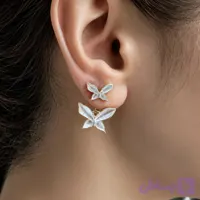 گوشواره زنانه دو طرفه مدل پروانه کد T148