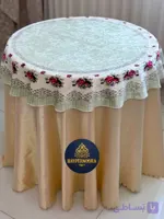 رومیزی گرد (طرح آهو) جنس مخمل ابریشم ‌ضد لک