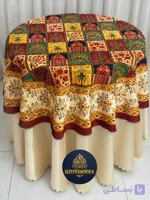 رومیزی گرد ( طرح چهل تیکه ) جنس مخمل ابریشم ضد لک