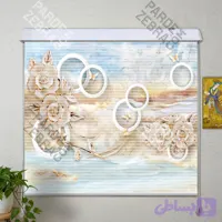 پرده زبرا دومکانیزم تصویری گل رز پروانه و حلقه کد PI-333