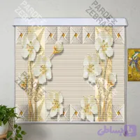 پرده زبرا دومکانیزم تصویری گل ارکیده و طرح لوزی کد PI-338