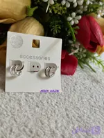 پک گوشواره زنانه برند اکسسوری با آب کاری نقره