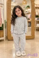 بلوز بافت گپ دخترانه طرح پروانه مروارید دوزی - ترمه استایل