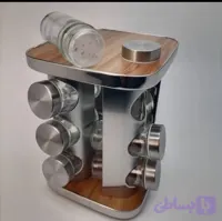 جا ادویه چرخشی ۱۲ عددی ترکیب استیل و MDF