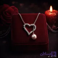 پلاک جواهری نقره طرح قلب مدلSv0021رنگ سفید عیار925