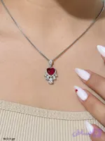 پلاک نقره زنانه ۹۲۵ جواهری طرح قلب