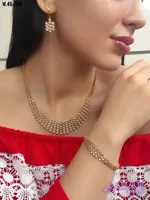 سرویس جواهری نقره تراش مدلSv1451،رنگ طلایی، عیار925