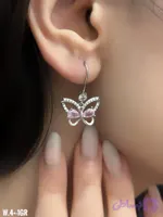 گوشواره جواهری نقره طرح قلب عیار925مدلSv2002