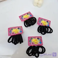 کش مو حوله ای پک 6 عددی تک رنگ و مشکی