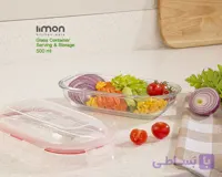 ظرف شیشه ای بیضی سرو و نگهداری دربدار 500 میلی لیتر لیمون