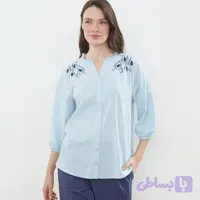 شومیز آستین سه ربع یقه هفت زنانه ال سی وایکیکی مدل Embriodo95