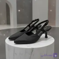 کفش مجلسی زنانه مدل گره ای پاشنه 5 سانت ساتن خطی