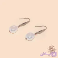 گوشواره استیل نقره‌ای آویز مروارید دفرمه
