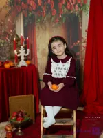 پیراهن دخترانه مخمل کبریتی ماهگُل