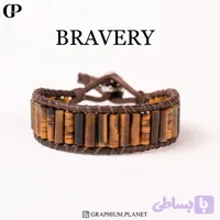 دستبند Bravery با سنگ چشم ببر و بندچرم
