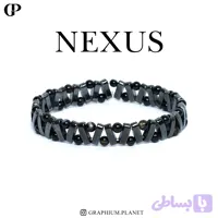 دستبند Nexus با سنگ حدید و سنگ عقیق سیاه