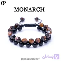 دستبند منارچ با سنگ چشم ببر و عقیق سیاه