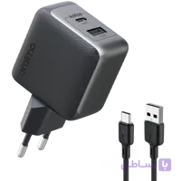 شارژر 33 وات GaN|اورایمو 2پین با کابل تایپ سی مدل PowerGan 33 Pro