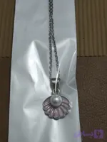 گردنبند استیل طرح صدف و مروارید